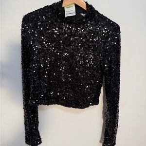 DKNY Black Sequin Crop Top